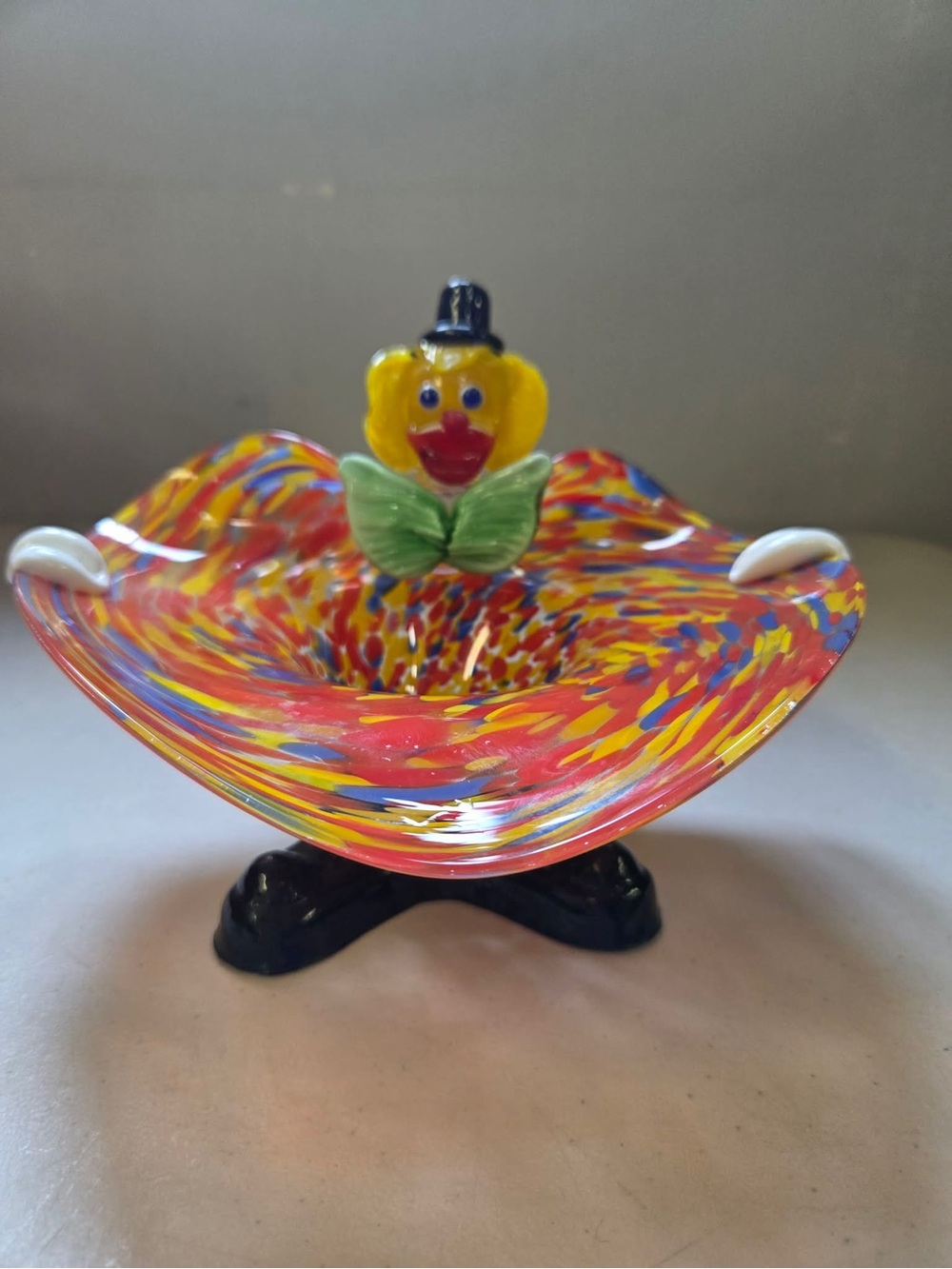 Murano art-glass hand-blown graffiti glass clown bowl made in Italy - Picture 9 of 11